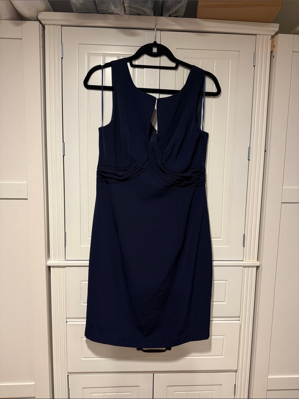 Trina Turk Navy Sleeveless V-Neck Midi Dress